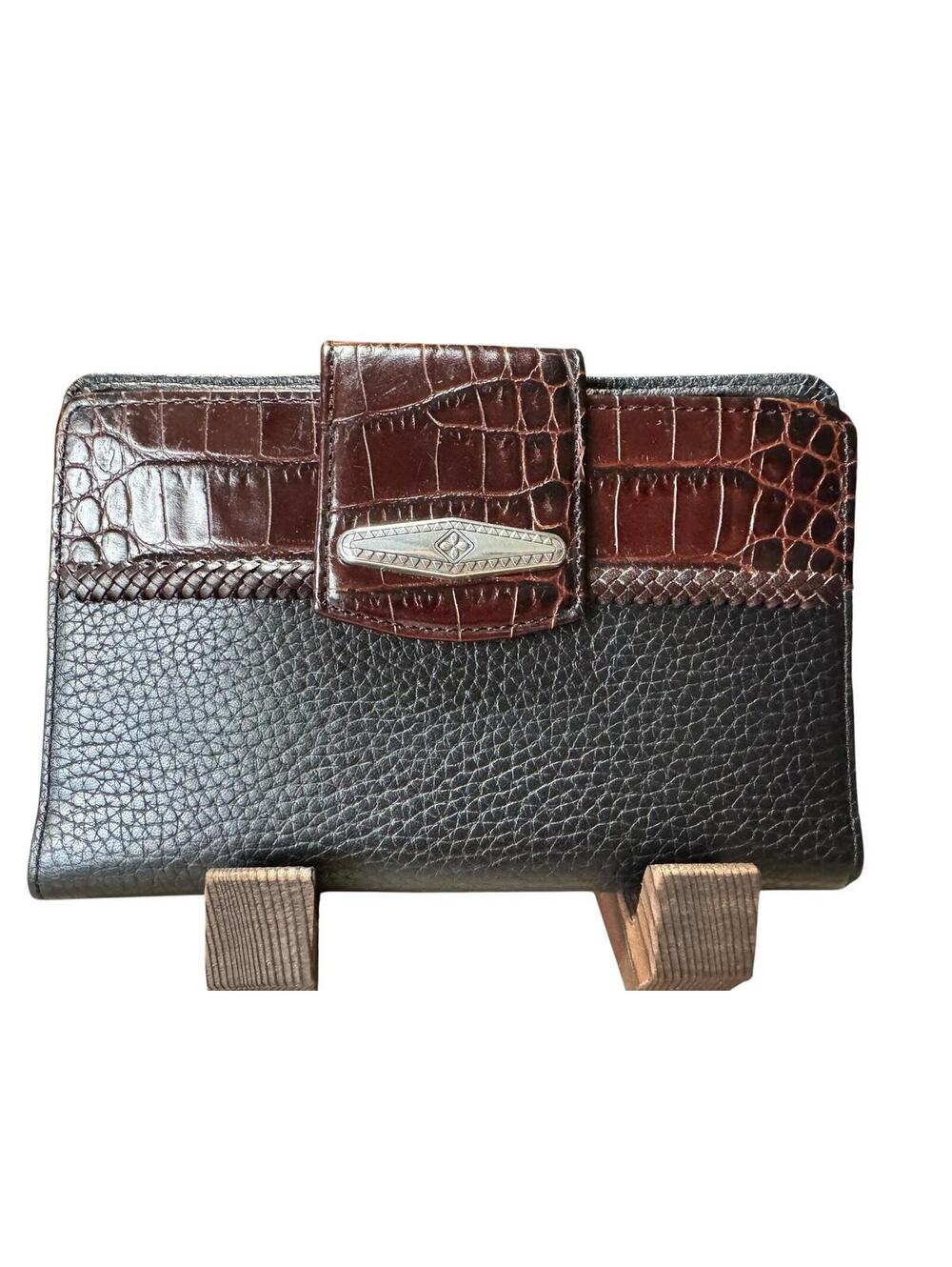 Brighton Two-Tone Leather Wallet with Crocodile Embossed - Picture 2 of 6